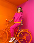 Sweatshirt Colorblock Fuchsia