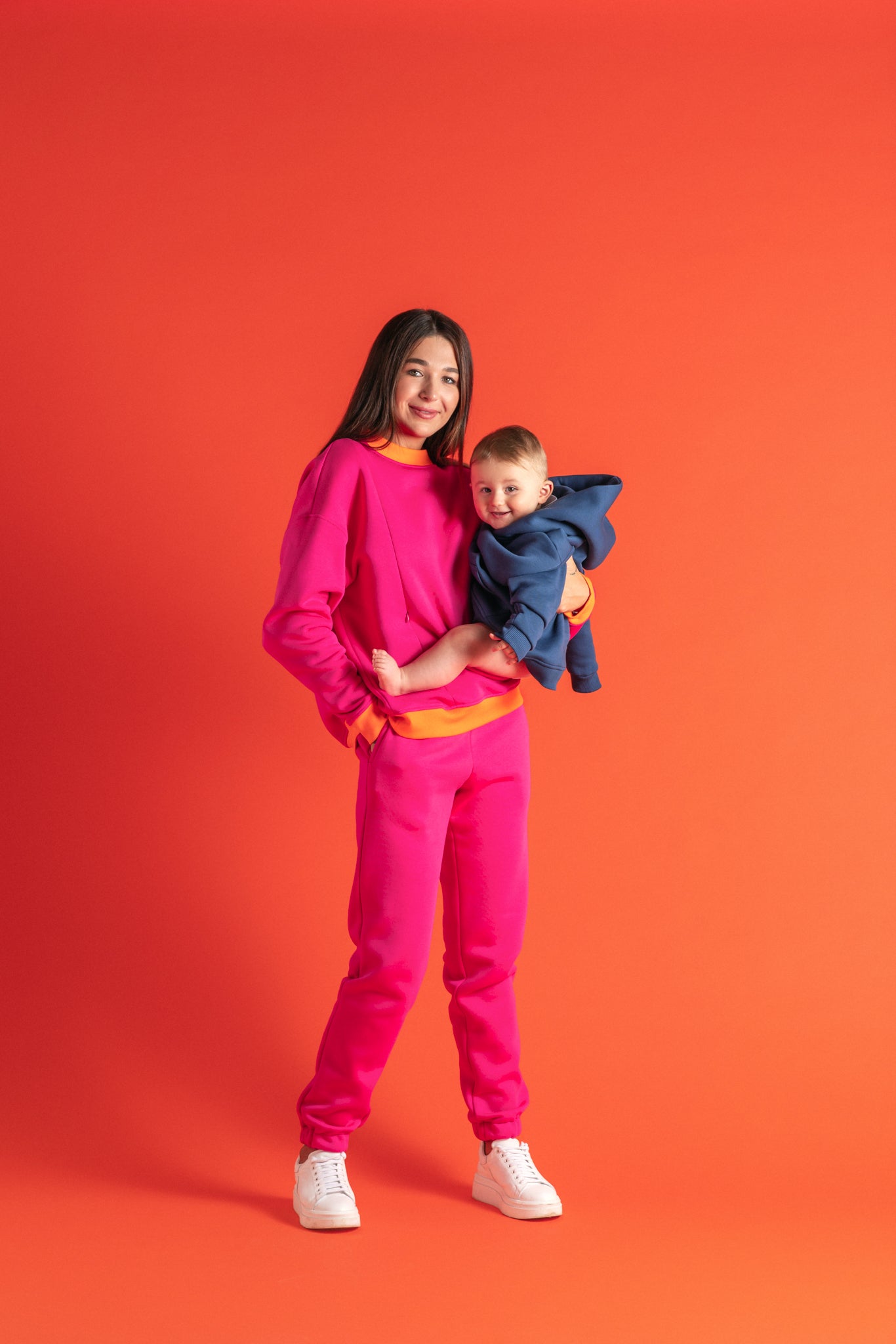 Sweatshirt Colorblock Fuchsia