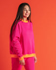 Sweatshirt Colorblock Fuchsia