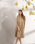 Beige A-line maternity dress