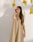 Beige A-line maternity dress