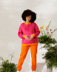 Sweatshirt Colorblock Fuchsia
