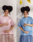 Maternity & breastfeeding t-shirt pack - Happy pink & Sky blue