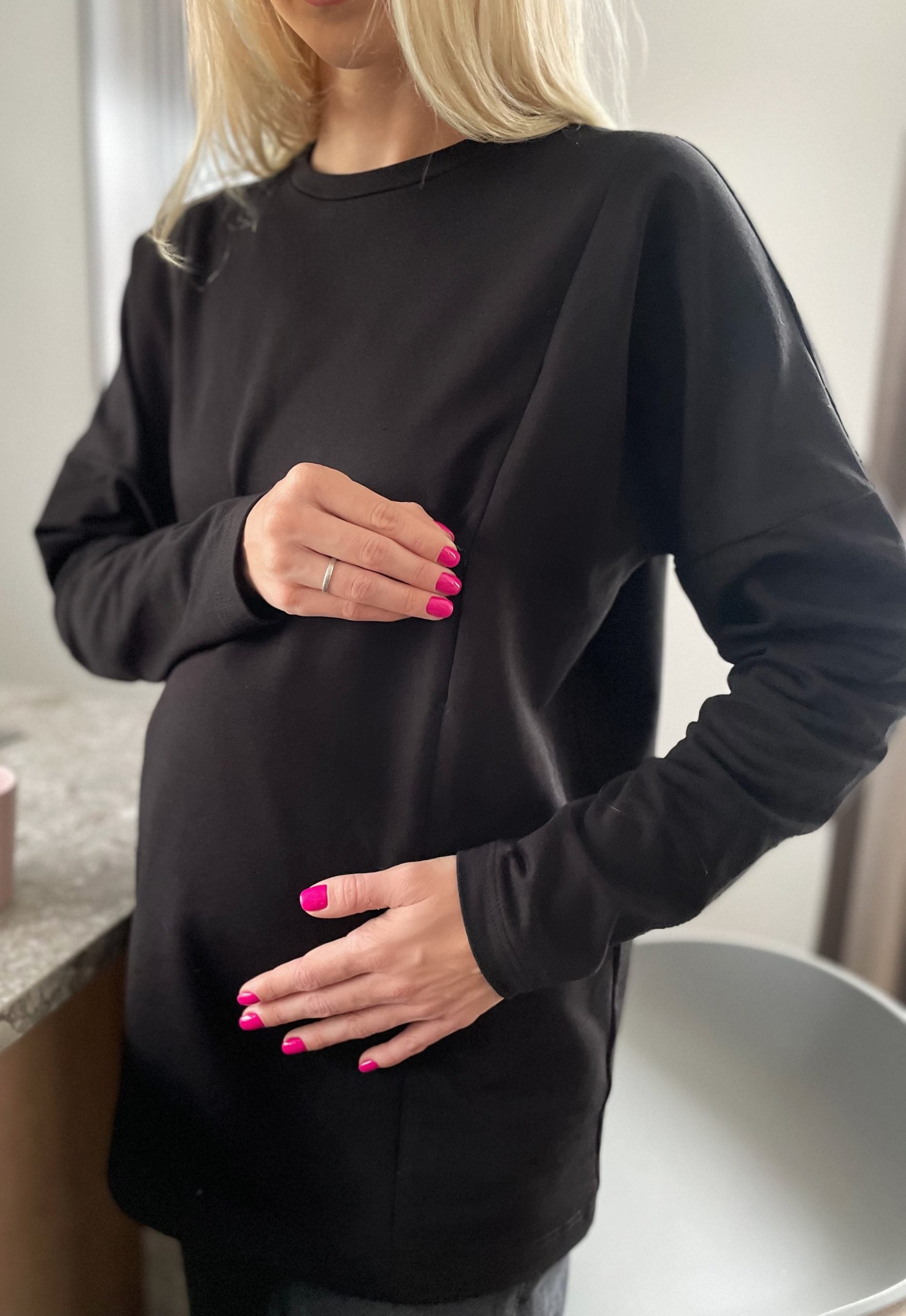 Long-sleeve maternity top Black