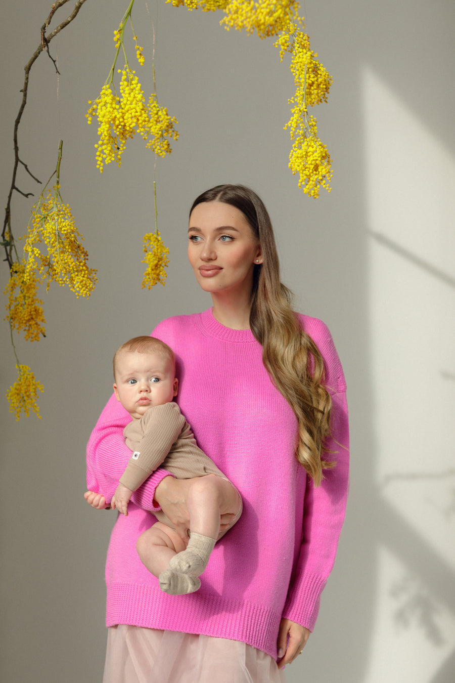Bubble pink maternity oversized sweater