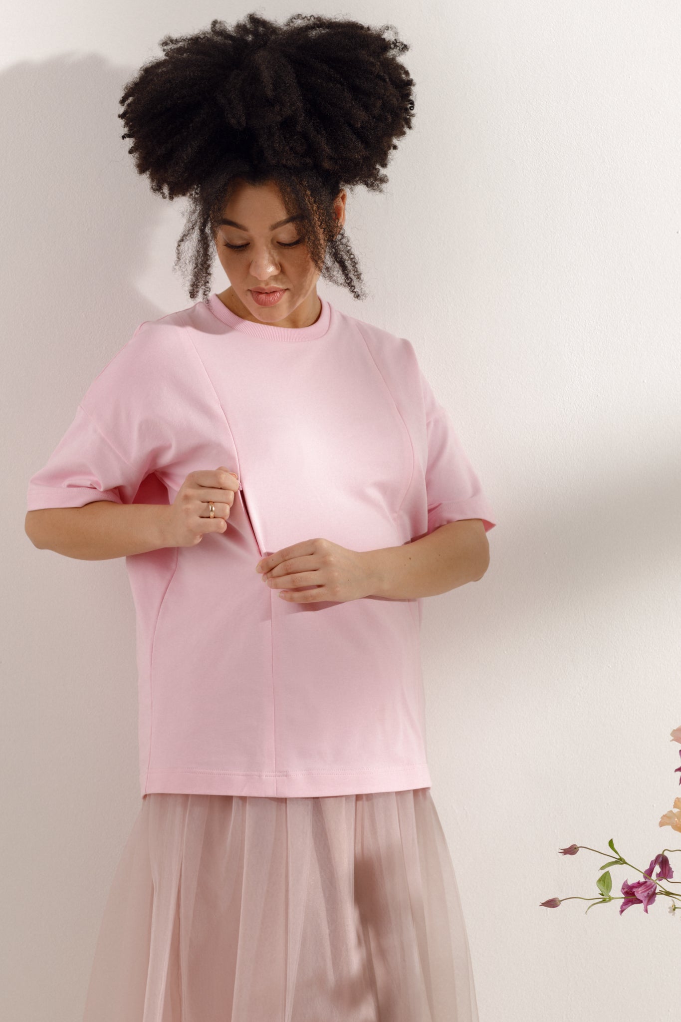 Maternity &amp; breastfeeding t-shirt pack - Happy pink &amp; Sky blue