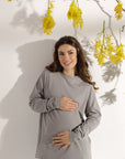 Maternity & breastfeeding long-sleeve tops pack - Stone & Black