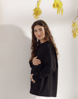 Maternity & breastfeeding long-sleeve tops pack - Stone & Black