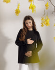 Maternity & breastfeeding long-sleeve tops pack - Stone & Black