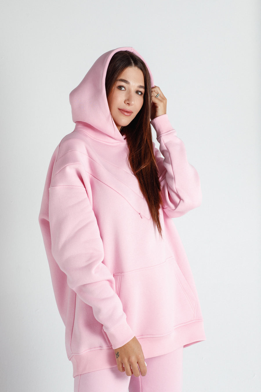 Oversized hoodie Happy pink