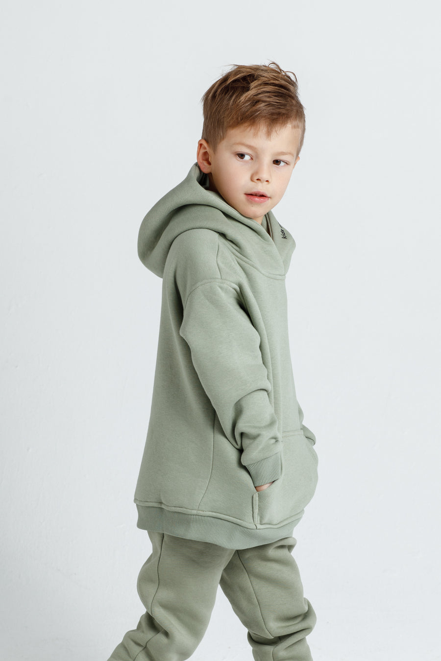 Oversized hoodie for kids Olive
