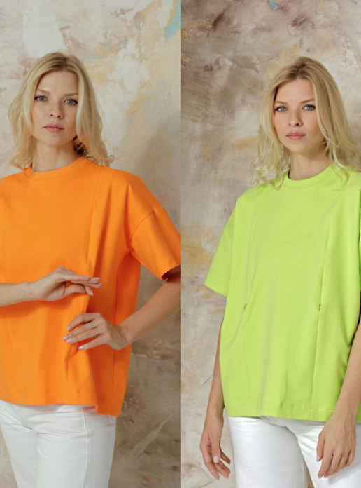 Maternity &amp; breastfeeding t-shirt pack - Neon green &amp; Orange