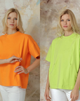 Maternity & breastfeeding t-shirt pack - Neon green & Orange